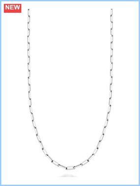 Italian 925 Sterling Silver 2mm Paperclip Necklace for Women